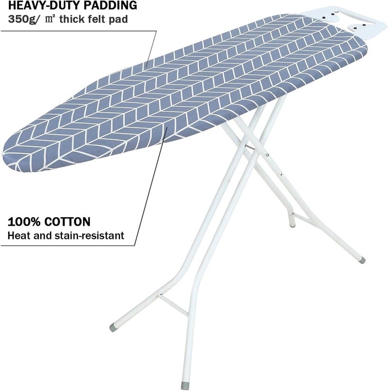 LCLW Ironing Board Cover and Pad Standard Size 15 x 54,3 Pairs of Hook and Loop Fastener Straps,Elastic Edges,Cotton Iron Board Cover with Scorch Resistant Thick Padding (Pattern H) - Image 3